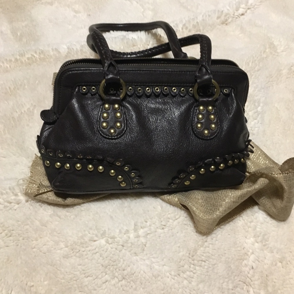 Gianni Bini Brown leather studded handbag